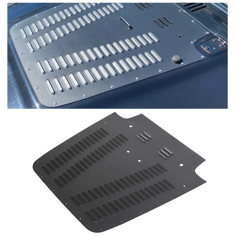 ECOTRIC Hood Louver Compatible with 1997-2002 Jeep Wrangler TJ Black Powder Coating Aluminum Vented Engine Vent Insert Radiator Cooling Panel - Image 1
